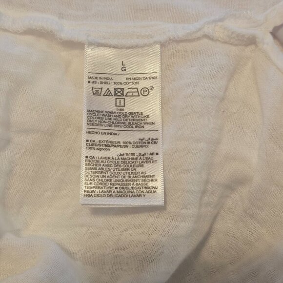 Crinkle Gauze Button-Down Boyfriend Shirt L - Picture 7 of 7